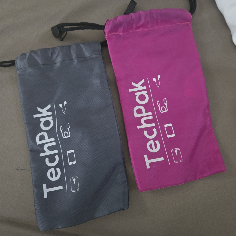 Set Of 2 Gray & Pink Phone & Computer Accessory Pouches